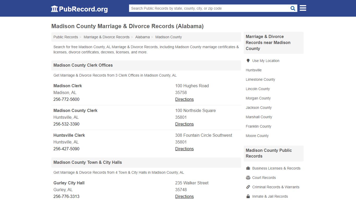 Madison County Marriage & Divorce Records (Alabama)